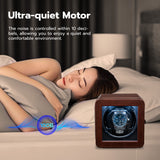 Mcbazel Rectangle PU Leather Automatic Single Watch Winder with LED Light-Brown(W150F)