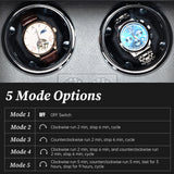 Mcbazel Rectangle PU Leather Automatic Watch Winder With 2 Watch Positions, Dual Watch Dials and LED Light - Black (W161B)