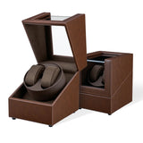 Mcbazel PU Leather Automatic Dual Watch Winder-Brown