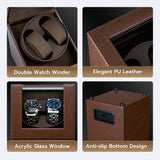 Mcbazel PU Leather Automatic Dual Watch Winder-Brown