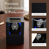 PU Leather Automatic Single Watch Winder with Light - (W125H-D)#