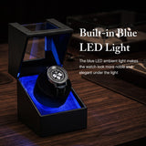 PU Leather Automatic Single Watch Winder with Light - (W125H-D)#