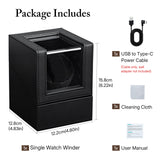 PU Leather Automatic Single Watch Winder with Light - (W125H-D)#