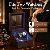 PU Leather Automatic Double Watch Winder With Blue Light - Brown(W177F)#