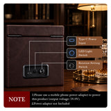 PU Leather Automatic Double Watch Winder With Blue Light - Brown(W177F)#