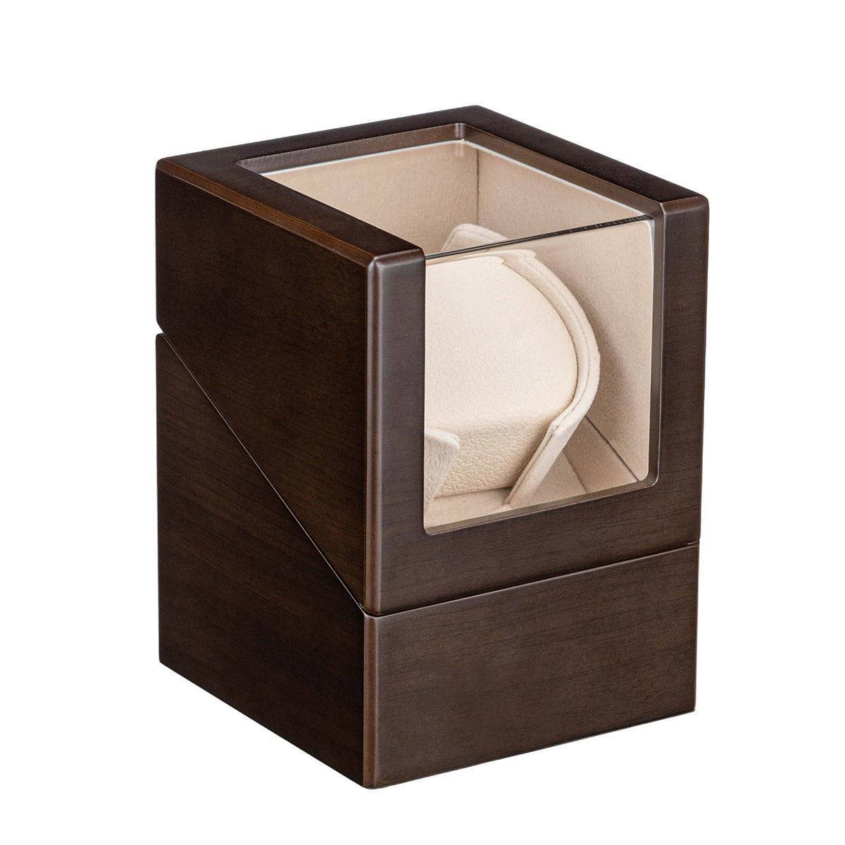 Wood Automatic Single Watch Winder with Blue Light-Walnut Color(#W170R)