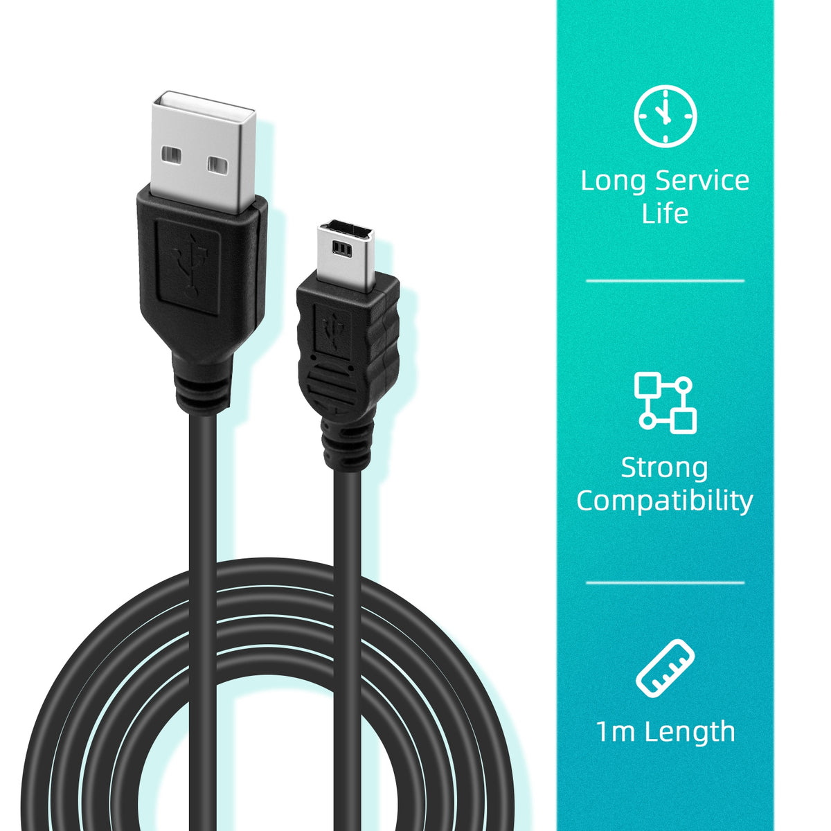 Mcbazel 2PCS Controller Charger Cable for PS3, 1 meter Mini USB Cable for Playstation 3, Data Charging Cable for PS3/PS3 Slim Dualshock3 Controller/Cameras