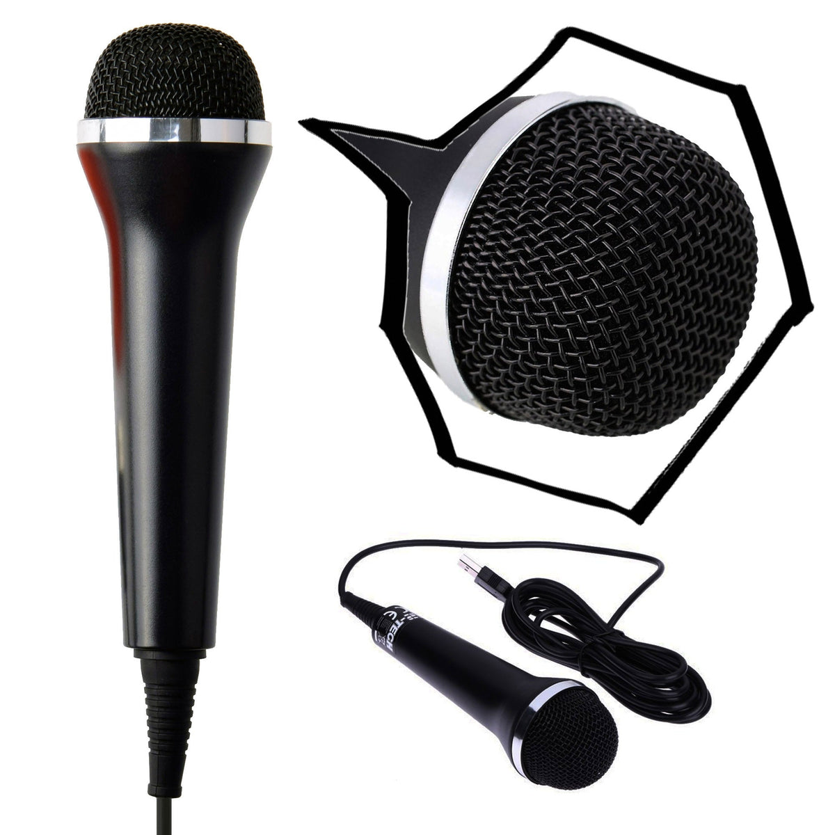 Mcbazel Universal USB Audio Handheld Wired Microphone Mic for PS4 PS3 Xbox One S X 360 Wii PC